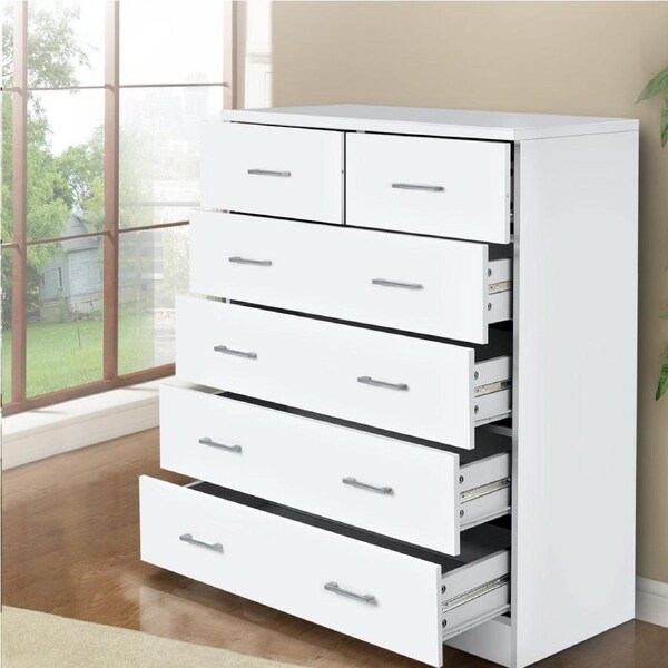 1Artiss Chest of 6 Drawers Storage Cabinet White
