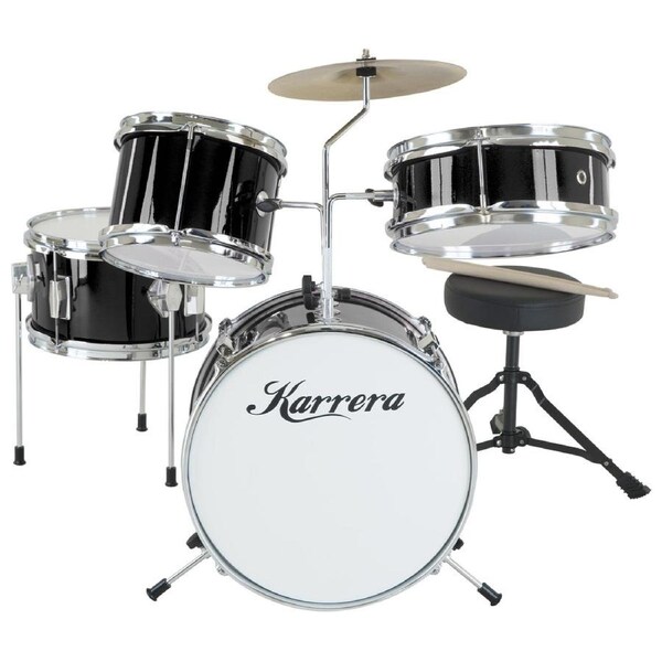 Karrera Childrens 4 Piece Drum Kit Set - Black