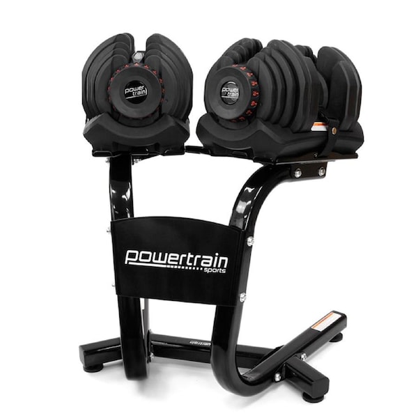 Powertrain 80kg Adjustable Dumbbell Set W Stand Home Gym Exercise Free Weights