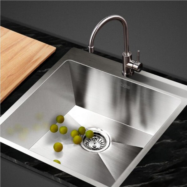 53X50CM Cefito Stainless Steel Sink Kitchen Basin Single Bowl Silver
