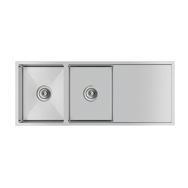 ACA Handmade Double Bowls Stainless Steel Luandry Sink Drainboard 1160x460mm