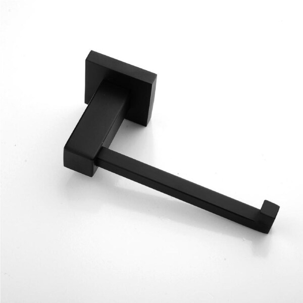 ACA Square Bathroom Toilet Roll Holder Tissue Paper Hook Matt Black