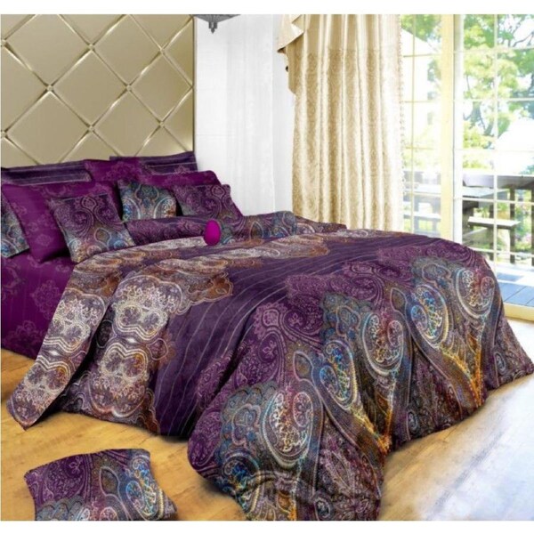Aster Super King Size Bed Quilt Doona Duvet Cover & Pillow Cases Set Purple