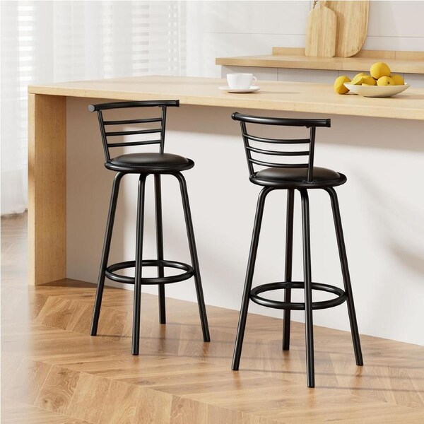 2x Artiss Bar Stools Swivel Leather Padded Metal