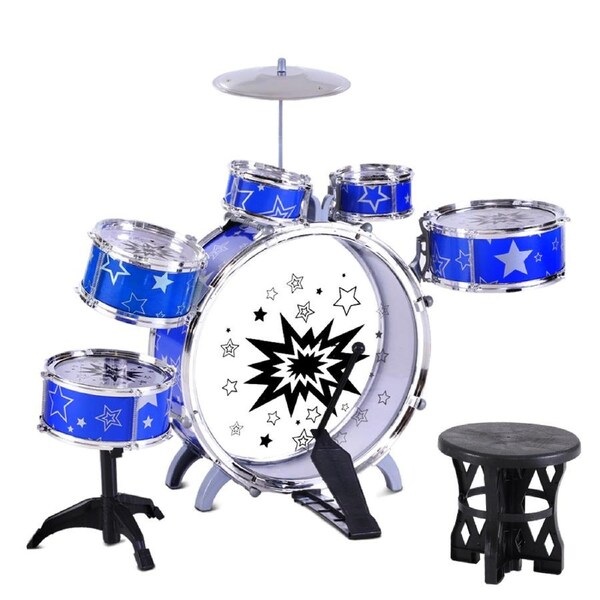 Keezi Kids Pretend Play 6 Drum Set Junior Drums Kit Musical Play Toys Childrens