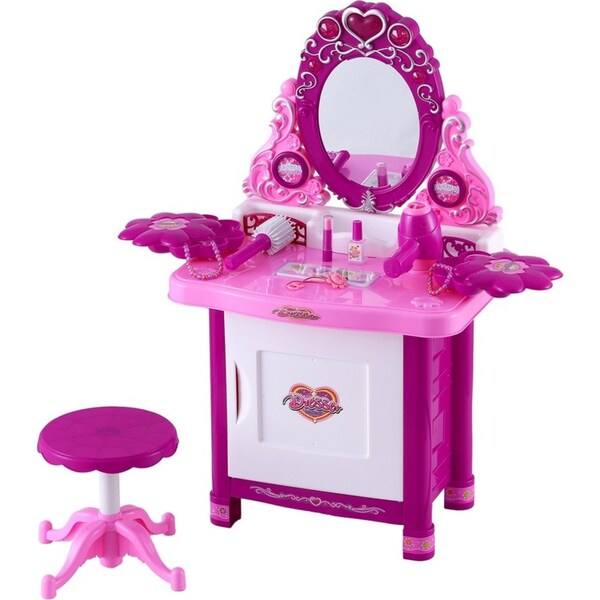 Keezi Kids Pretend Makeup Play Set Dressing Table Chair Girls Toys Children