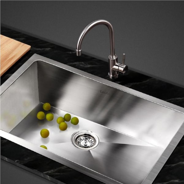 45X30CM Cefito Stainless Steel Sink Kitchen Basin Single Bowl Silver