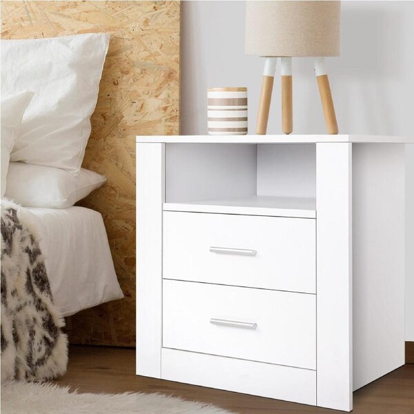 2 Drawers Artiss Bedside Table Side Table Shelf White