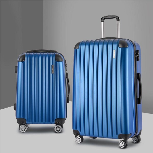 20"28" Wanderlite Luggage Trolley Travel Set Suitcase Carry On TSA Hard Case Lightweight Blue