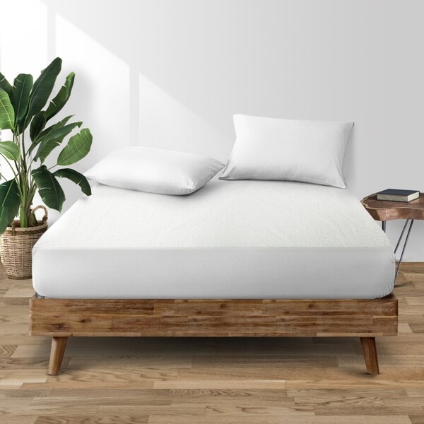 35cm Giselle Bamboo Mattress Protector White Double