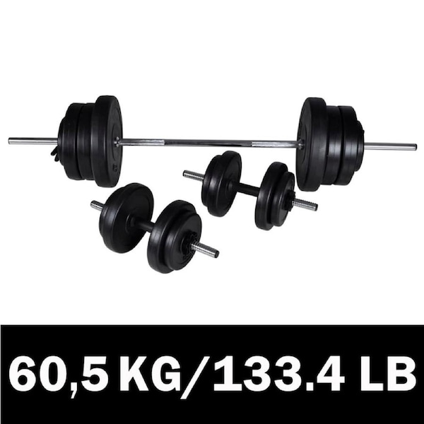 Barbell + 2 Dumbbell Set 60.5kg vidaXL