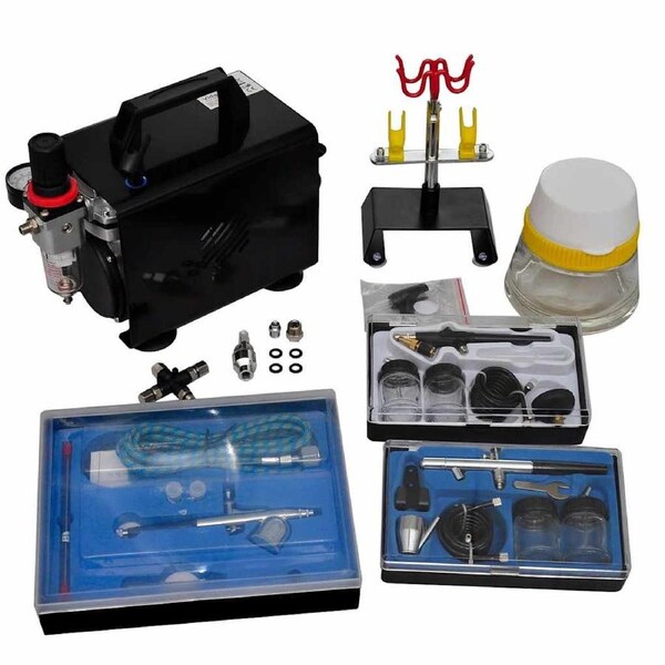 Airbrush compressor set with 3 pistols 255 x 135 x 220 mm vidaXL
