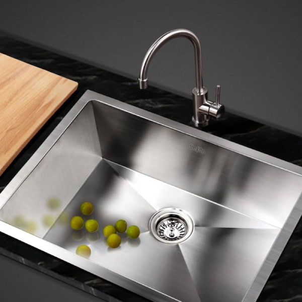 60X45CM Cefito Stainless Steel Sink Kitchen Basin Single Bowl Silver