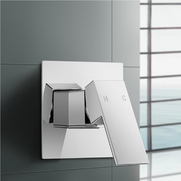 ACA Cubic Square Shower Wall Mixer Tap Brass in Chrome Watermark