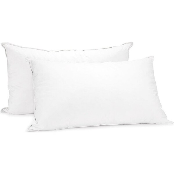 2x Duck Down Feather Pillows Luxury Cotton Cover 75 X 50cm Australian Size Bed