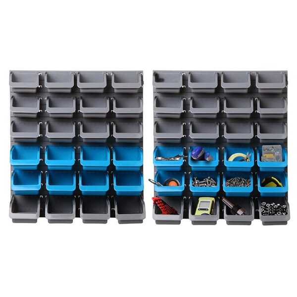 Giantz 48 Storage Bin Rack Wall-Mounted Garage Tool Parts Organiser Shelving