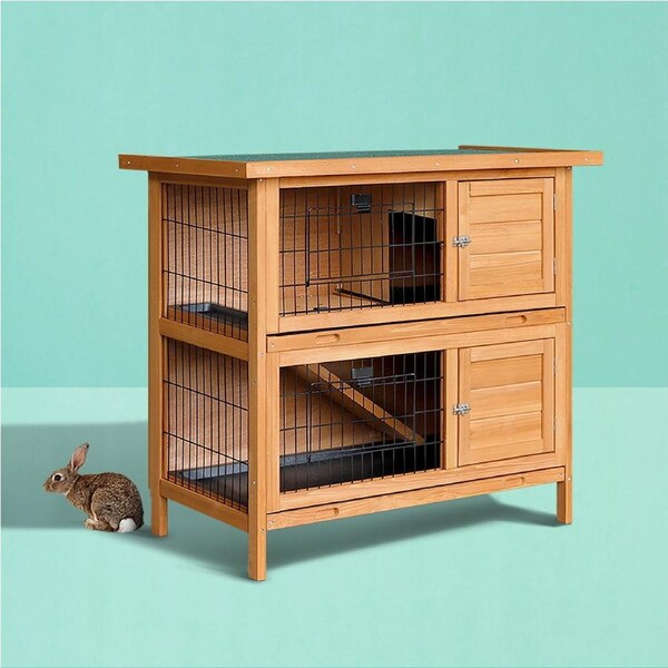 91.5cmx45cmx82cm i.Pet Rabbit Hutch Chicken Coop Large Wooden House Run Cage Pet Bunny