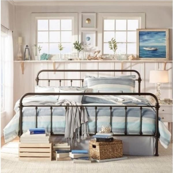 York Double Size Modern Metal Bed Frame in Black