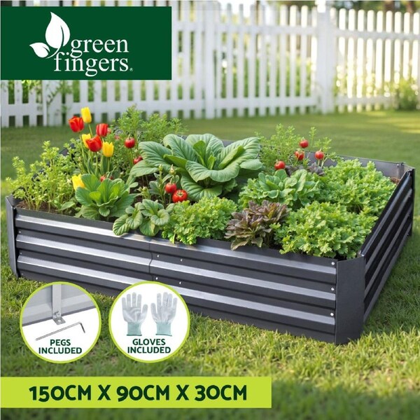 150x90cm Green Fingers Garden Bed Planter Box Raised Container Galvanised Steel