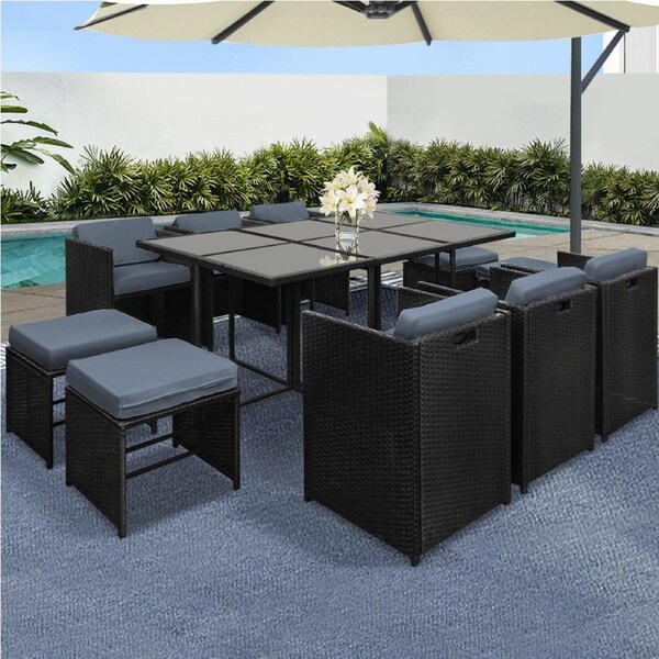 11 PCS Gardeon Outdoor Dining Set Patio Furniture - Black