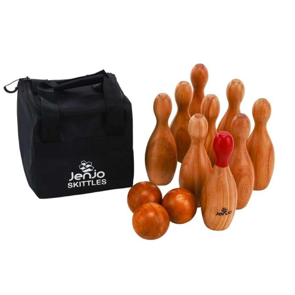 Outdoor Wooden Skittles Bowling Lawn Game Set
