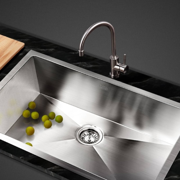 70X45CM Cefito Stainless Steel Sink Kitchen Basin Single Bowl Silver