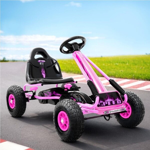 Rigo Kids Pedal Go Kart Ride On Toys Racing Car Rubber Tyre Pink