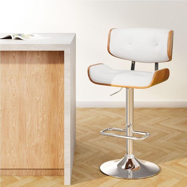1X Artiss Bar Stools Gas Lift Leather White