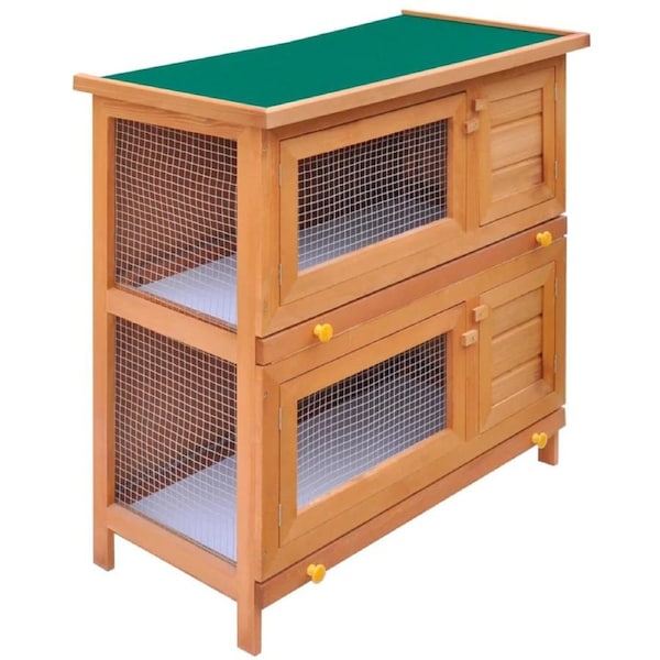 Outdoor Rabbit Hutch Small Animal House Pet Cage 4 Doors Wood vidaXL