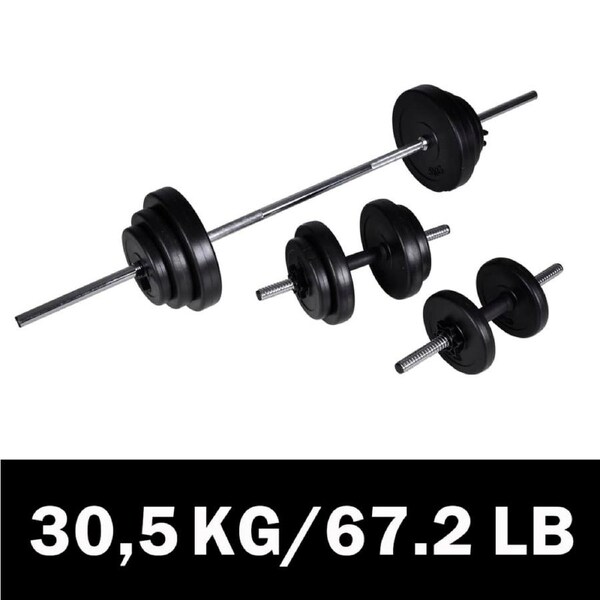 Barbell +2 Dumbbell Set 30.5kg vidaXL
