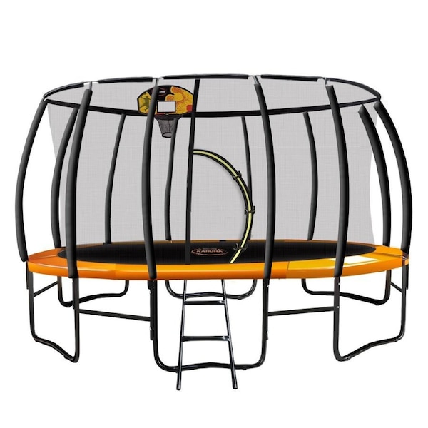 Kahuna Trampoline 14 ft with Basketball set - Orange