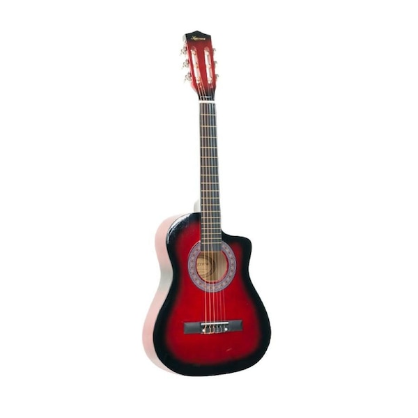 Karrera Childrens Acoustic Cutaway Wooden Guitar Ideal Kids Gift 1/2 Size Red