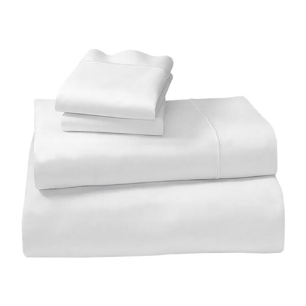 1000 Thread Count Cotton Rich King Bed Sheets 4-Piece Set in White