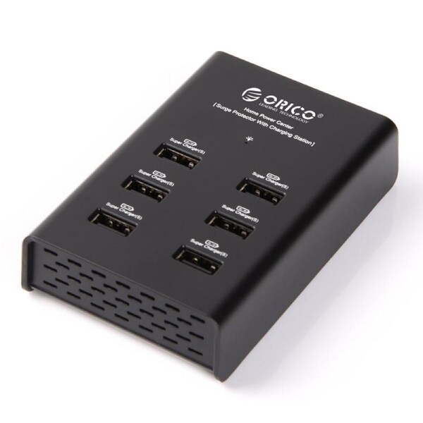 Orico DUB-6P Black 6 Port Powered 5v USB Charging Station for Mobile Tablet Black