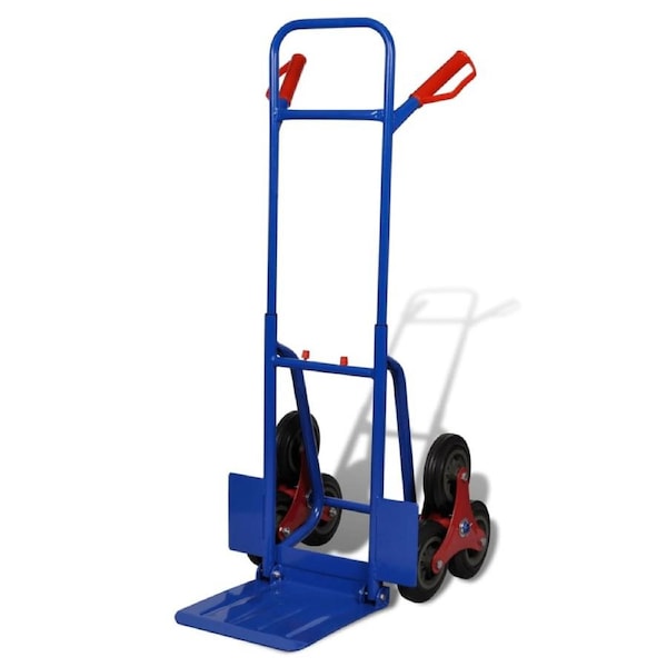 Folding Sack Truck with 6 Wheels Blue vidaXL
