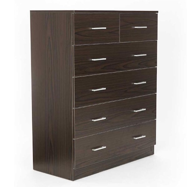 Sarantino Tallboy Dresser 6 Chest Of Drawers Cabinet Storage 85 x 39.5 x 105 in Brown