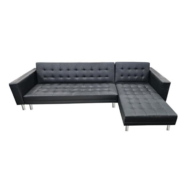 Sarantino Corner Sofa Lounge Couch Bed Modular Furniture Home Faux Leather Chaise Black