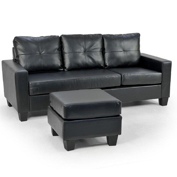 Corner Sofa Lounge Couch Modular Furniture Chair Home PU Leather Chaise Black L