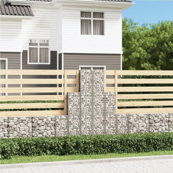 6 Piece Gabion Set Galvanised Wire vidaXL