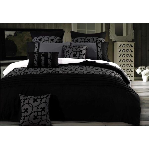 King Size Lyde Charcoal Black 3pcs Quilt Cover Set