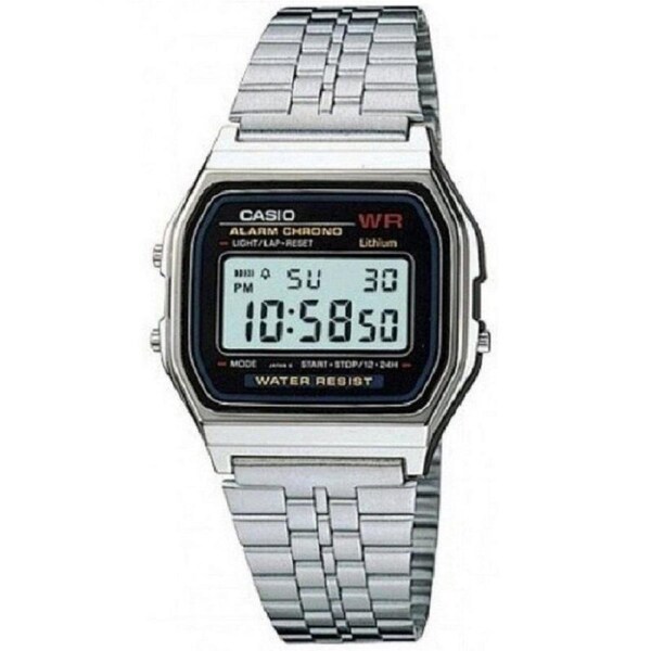 Casio A159WA-N1 Silver Retro Stainless Steel Digital Unisex Watch (Made in Japan)