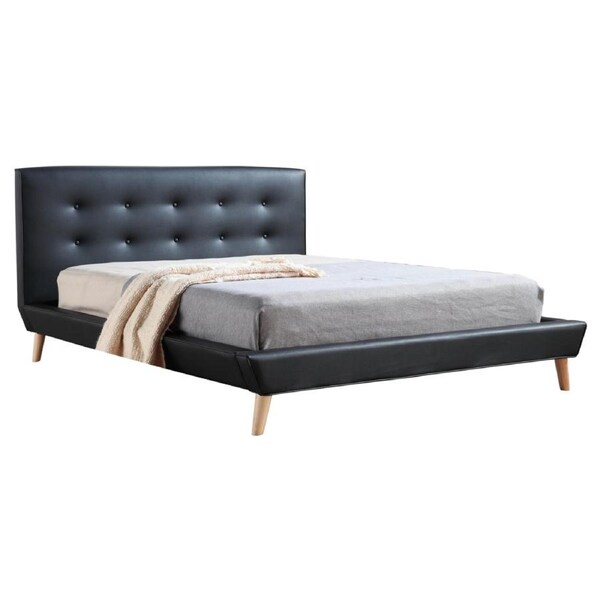 Double PU Leather Deluxe Bed Frame Black