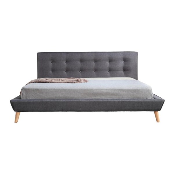 King Linen Fabric Deluxe Bed Frame Grey