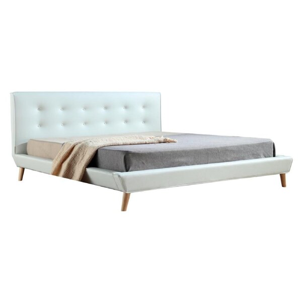 King PU Leather Deluxe Bed Frame White