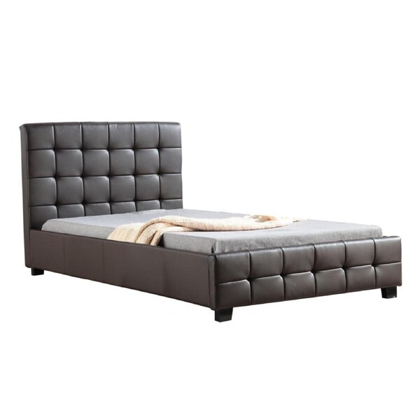 King Single PU Leather Deluxe Bed Frame Brown