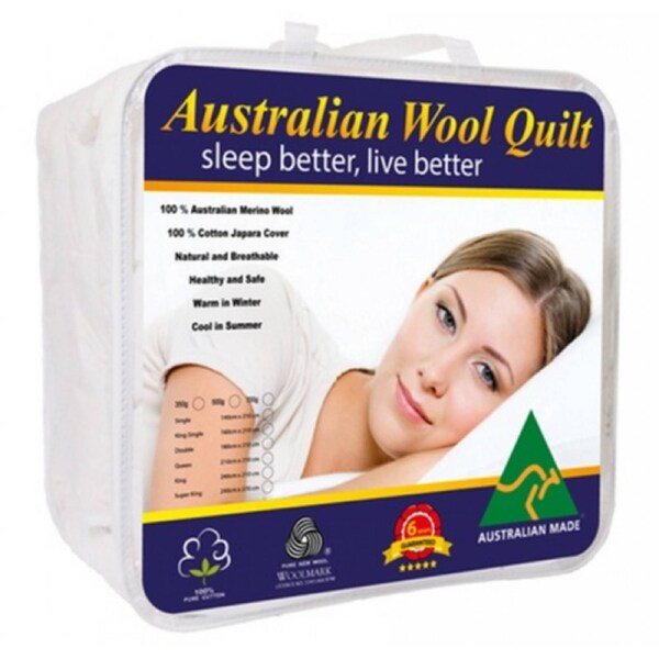Queen Size Japara Cotton & Merino Wool Quilt 200GSM
