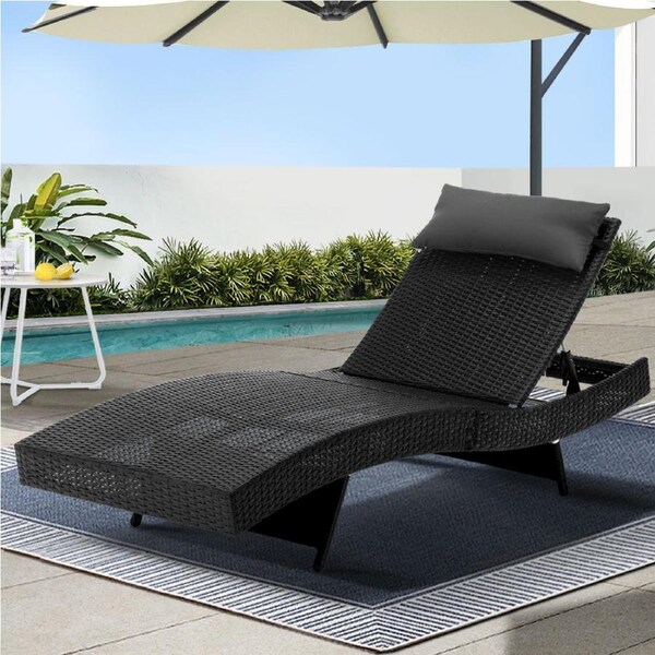 190cm Gardeon Sun Lounge Wicker Lounger Outdoor Furniture Beach Chair Pool