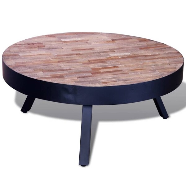 Coffee Table Round Reclaimed Teak Wood vidaXL