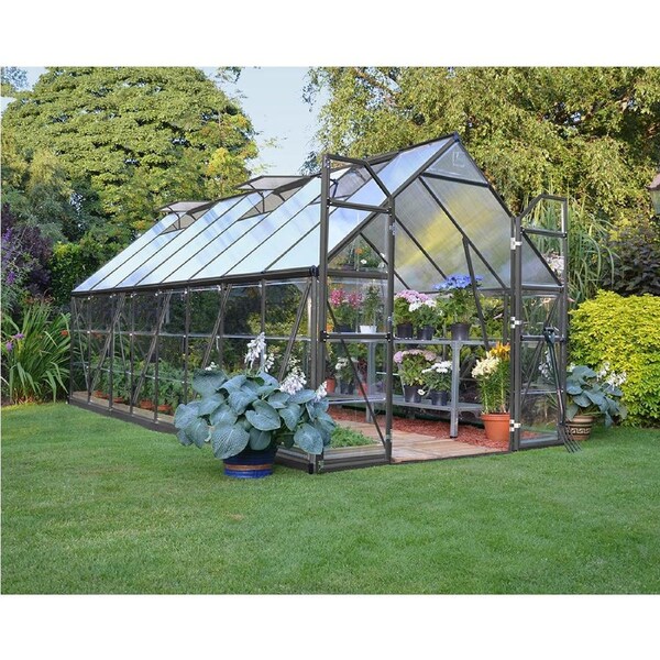 Maze Walk in Polycarbonate Greenhouse Grey Frame 8ft x 16ft