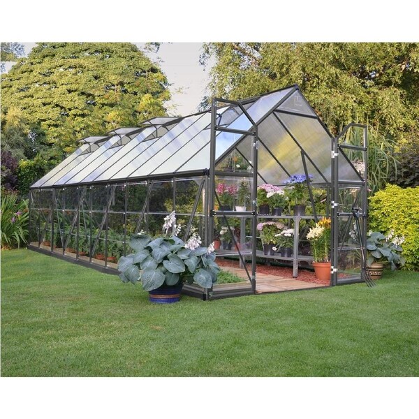 Maze Walk in Polycarbonate Greenhouse Grey Frame 8ft x 20ft